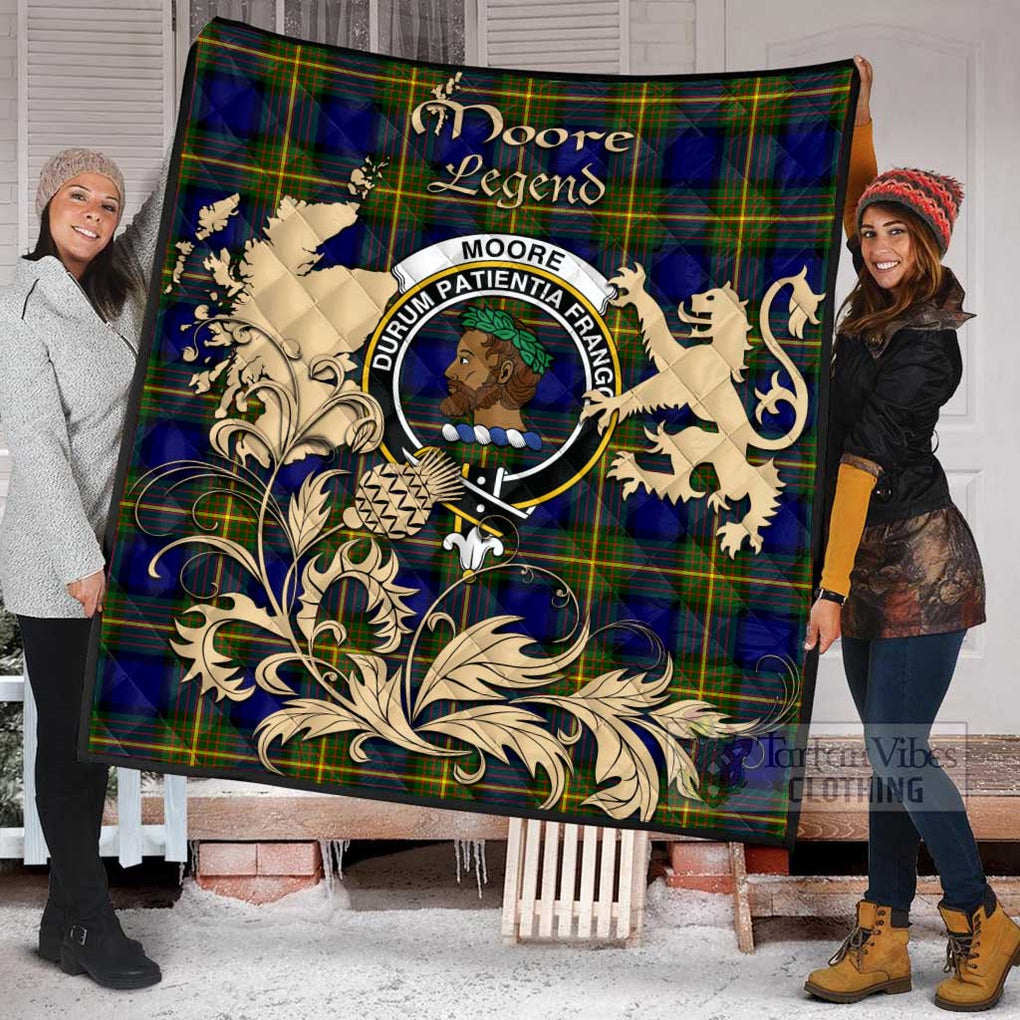 Tartan Vibes Clothing Moore Tartan Quilt with Family Crest and Scottish Symbol Style