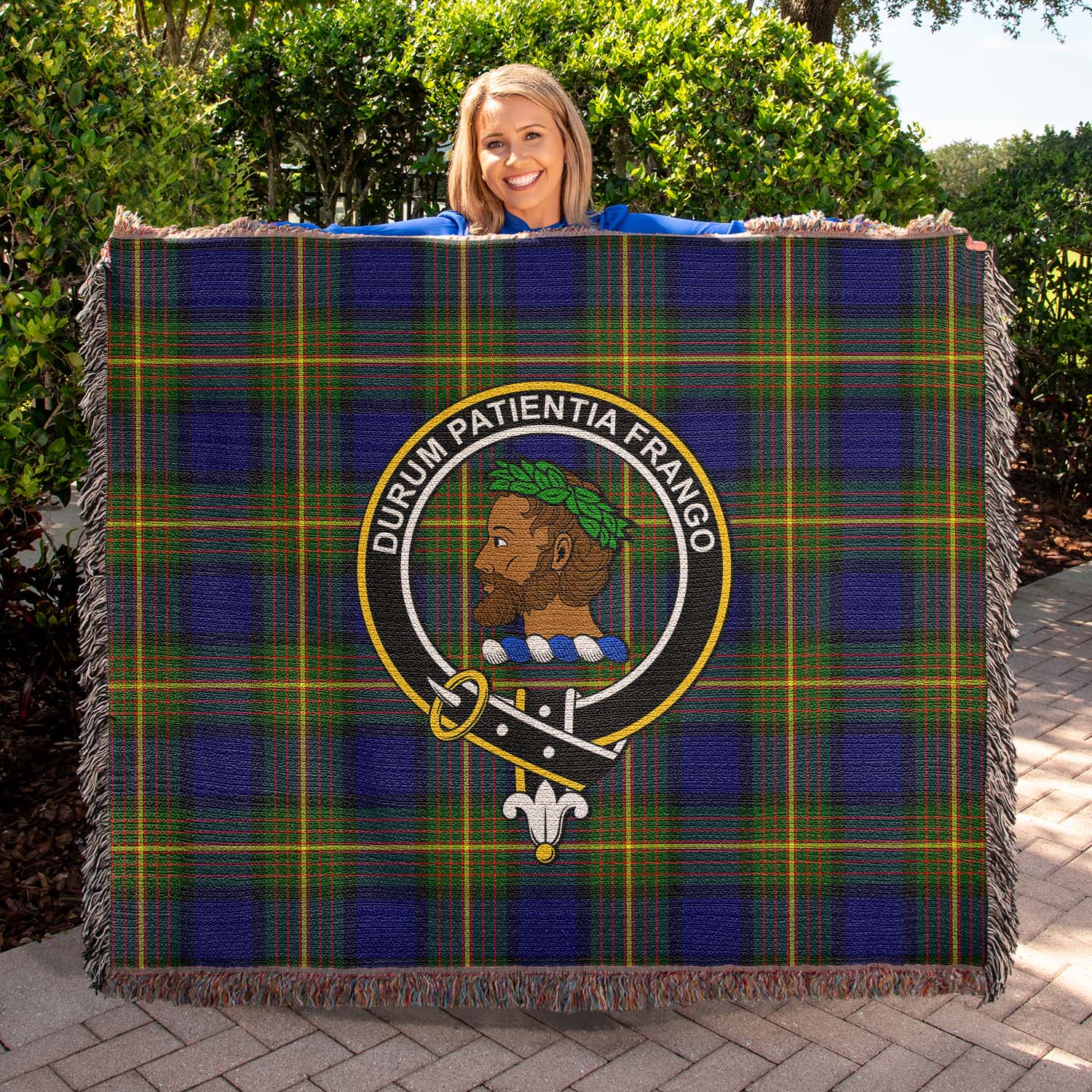 Tartan Vibes Clothing Moore Tartan Woven Blanket with Family Crest