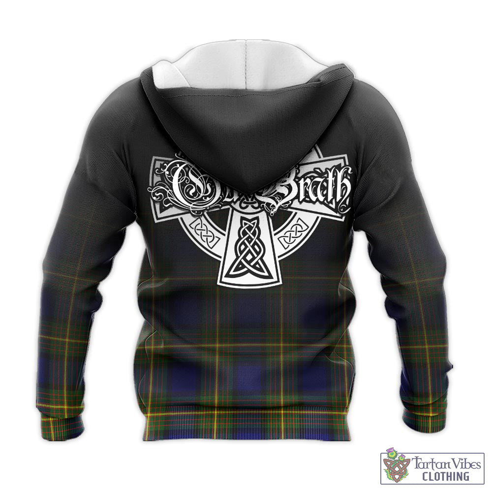 Tartan Vibes Clothing Moore Tartan Knitted Hoodie Featuring Alba Gu Brath Family Crest Celtic Inspired