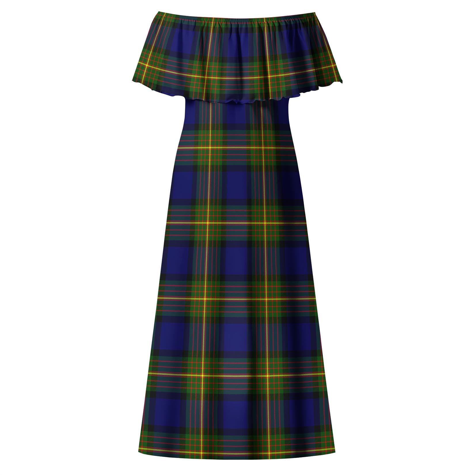 Moore Tartan Off Shoulder Long Dress - Tartanvibesclothing