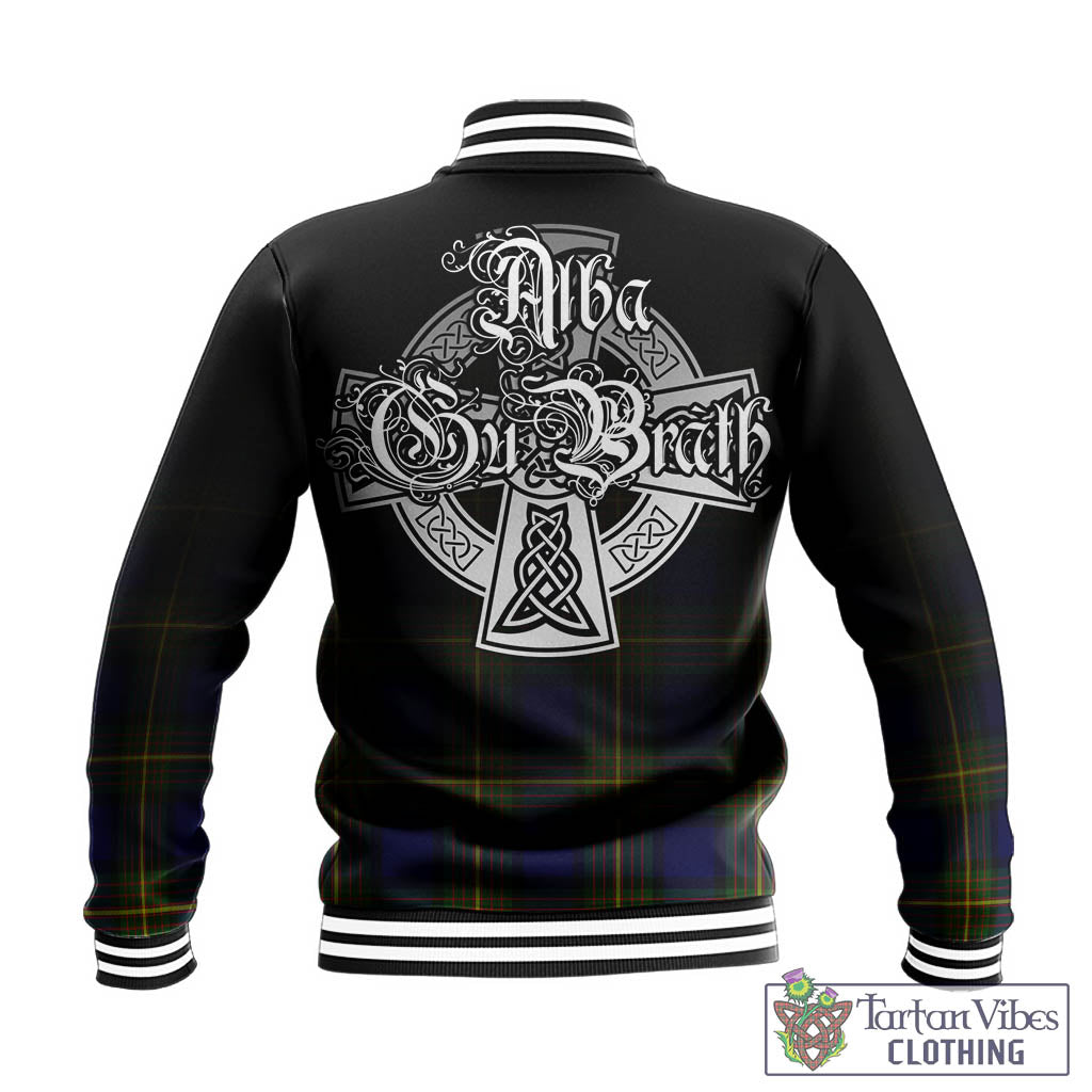 Tartan Vibes Clothing Moore Tartan Baseball Jacket Featuring Alba Gu Brath Family Crest Celtic Inspired