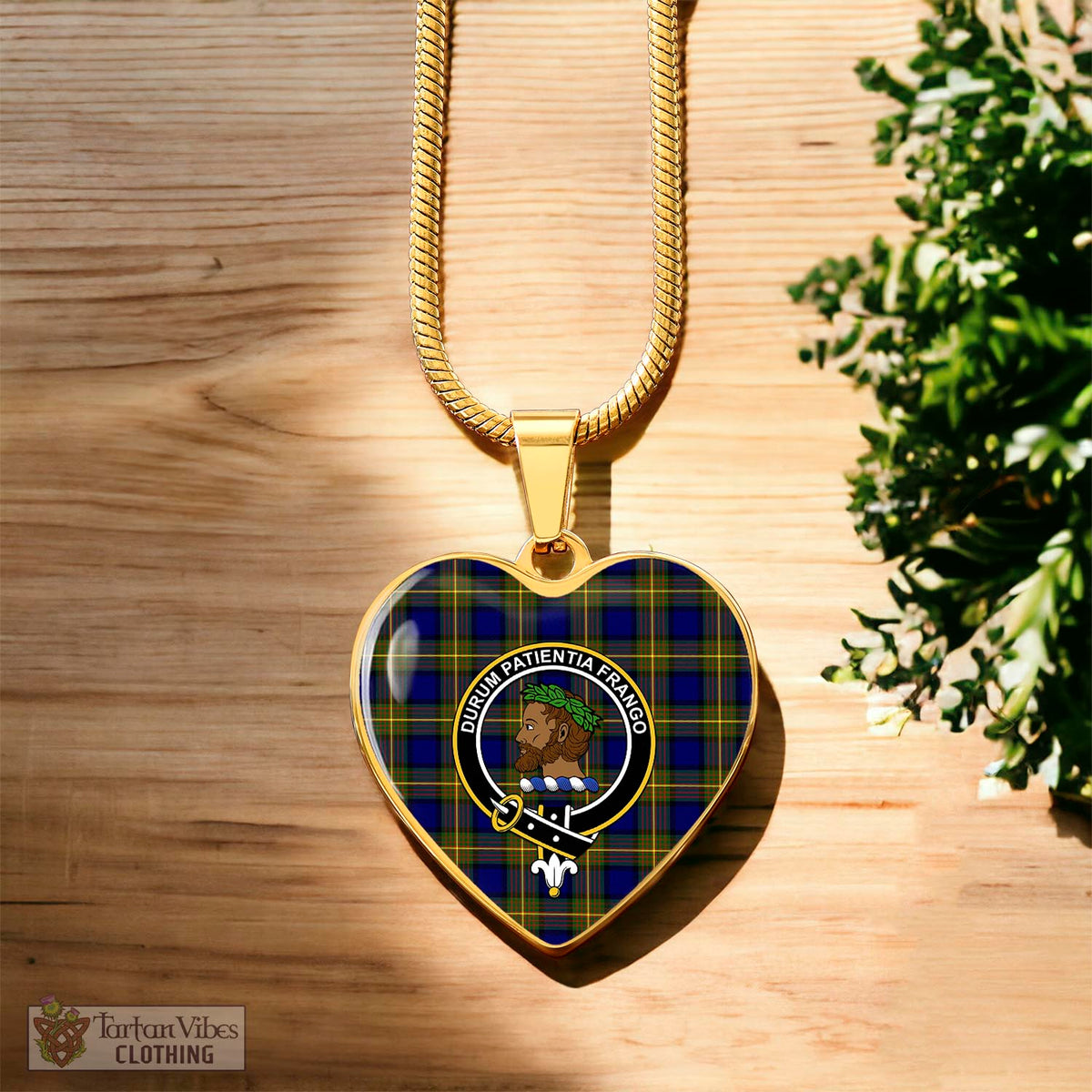 Moore Tartan Heart Necklace with Family Crest Luxury Necklace (Gold) No - Tartan Vibes Clothing