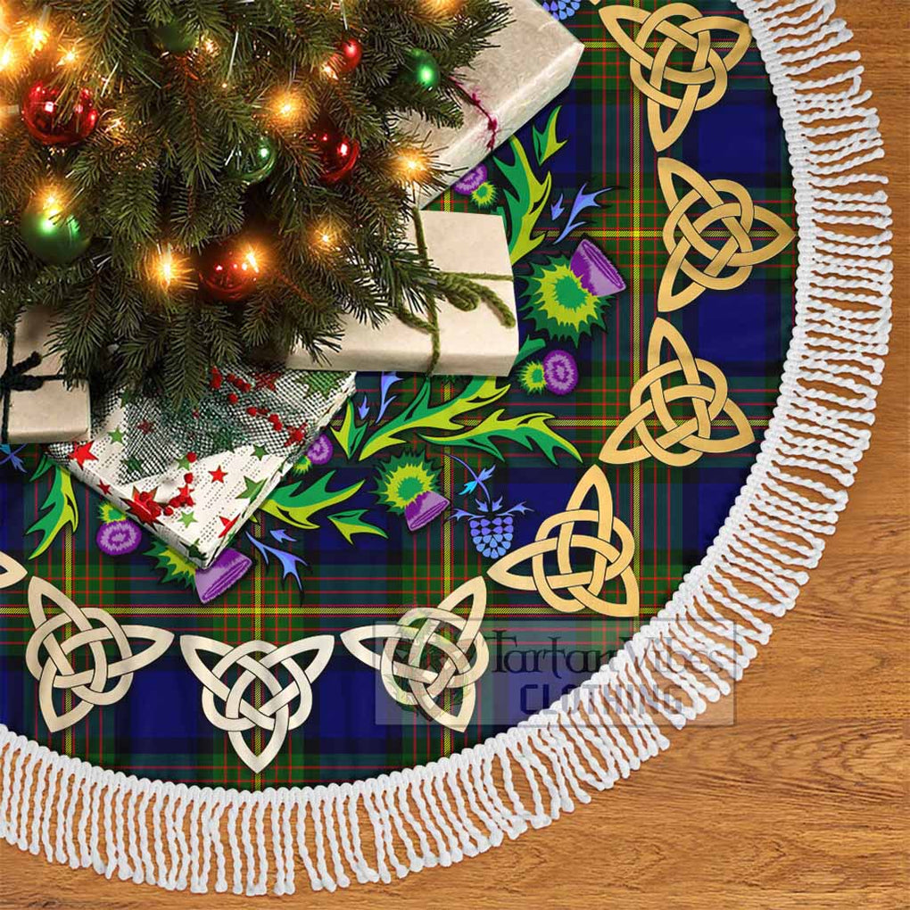 Tartan Vibes Clothing Moore Tartan Christmas Tree Skirt with Thistle Celtic Knot Style