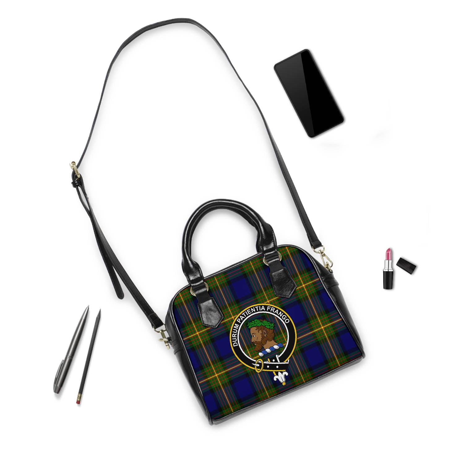 Moore Tartan Shoulder Handbags with Family Crest - Tartanvibesclothing