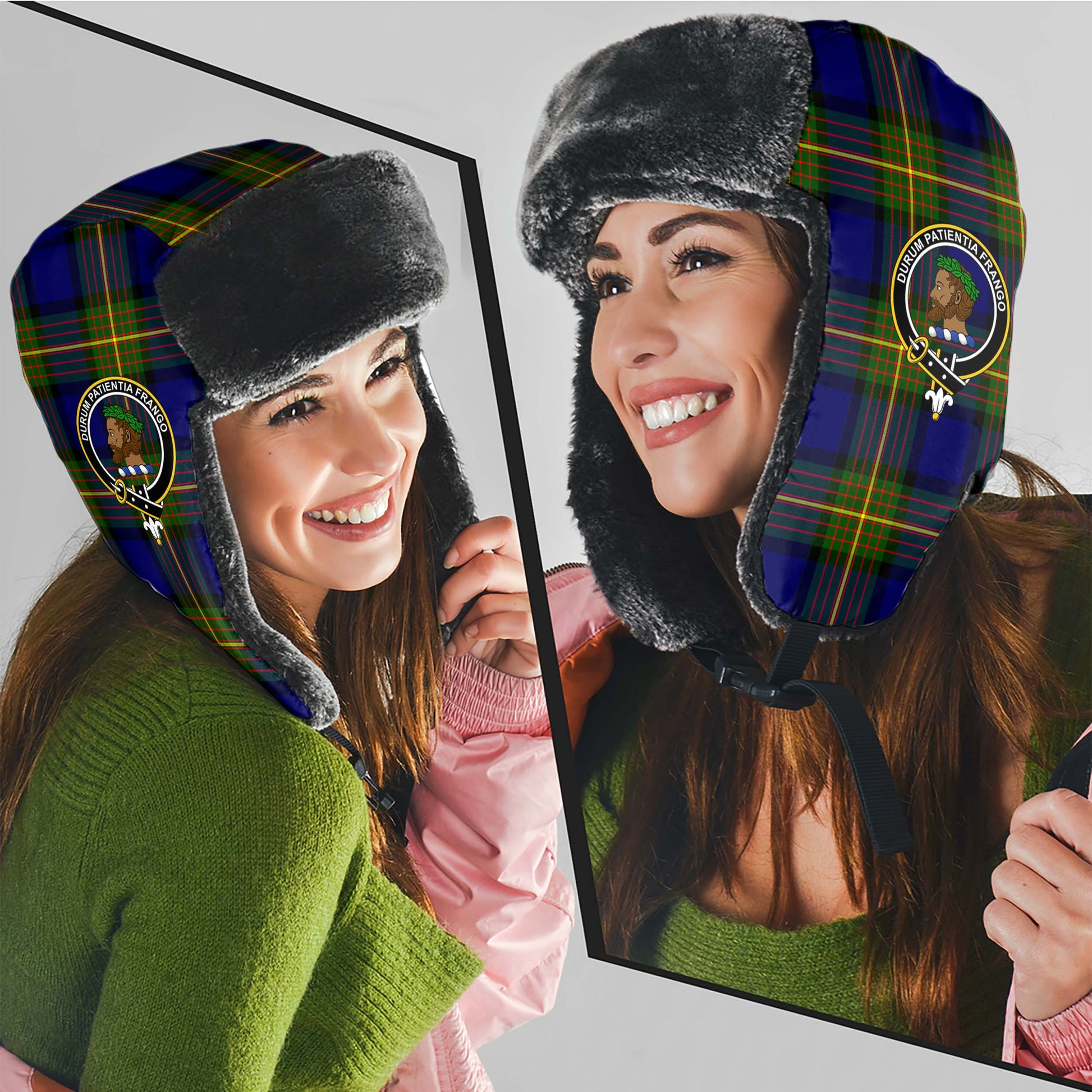 Moore Tartan Winter Trapper Hat with Family Crest - Tartanvibesclothing