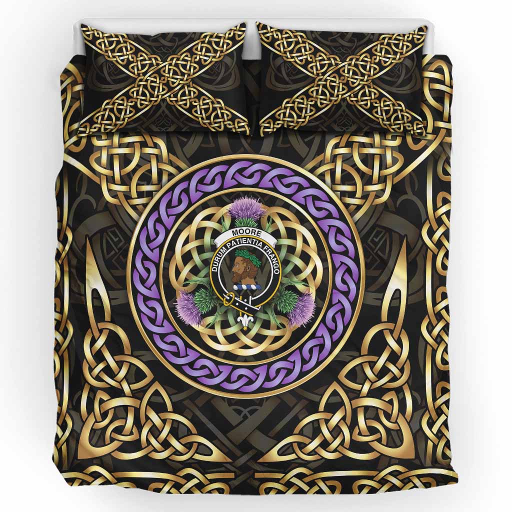 Moore Clan Crest Bedding Set Celtic Scottish Thistle UK Bedding Set UK King 91*87 inch - Tartan Vibes Clothing