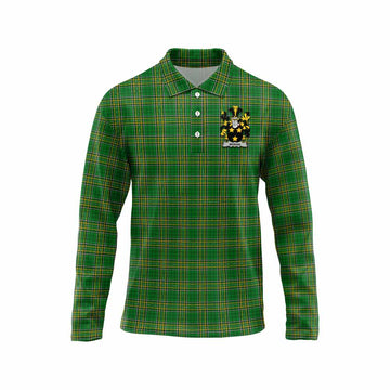 Moran Irish Clan Tartan Long Sleeve Polo Shirt with Coat of Arms Unisex - Tartan Vibes Clothing