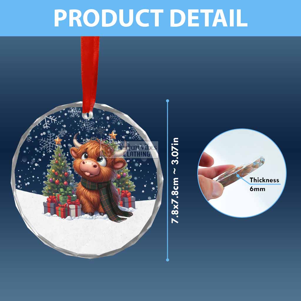 Moran Clan Christmas Glass Ornament with Adorable Highland Coo - Tartan Vibes Clothing