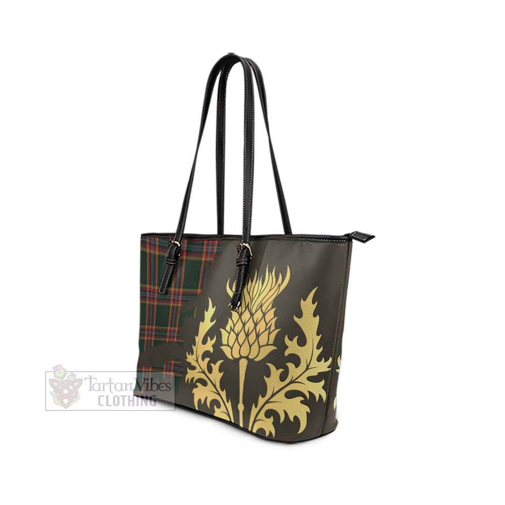 Moran Tartan Leather Tote Bag Gold Thistle Style - Tartan Vibes Clothing