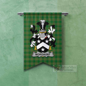 Mordaunt Irish Clan Tartan Gonfalon, Tartan Banner with Coat of Arms Fishtail - Tartan Vibes Clothing