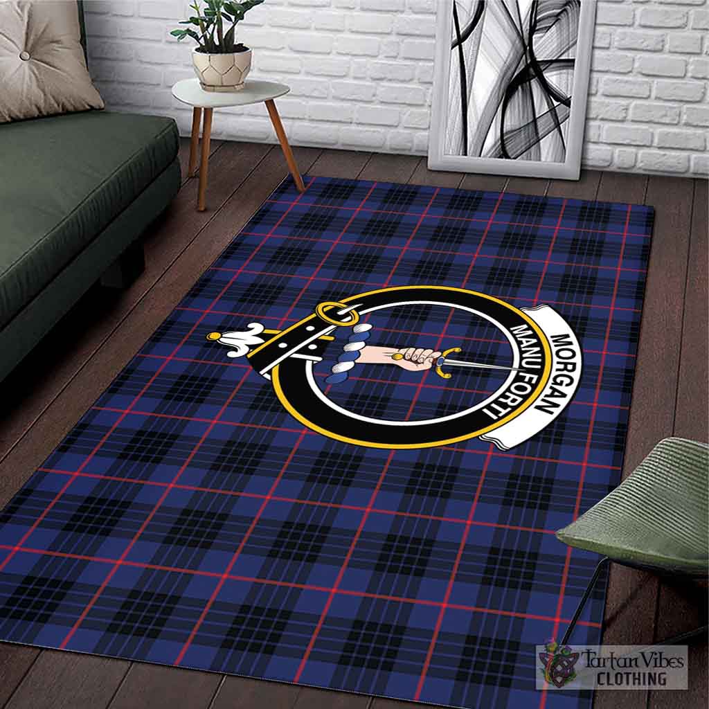 Tartan Vibes Clothing Morgan Tartan Area Rug with Family Crest