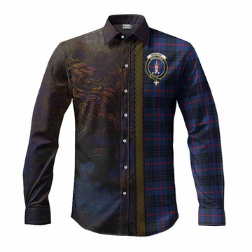 Morgan Tartan Family Crest Long Sleeve Button Shirt Alba Gu Brath Be Brave Lion Ancient Style Men's Shirt S - Tartan Vibes Clothing
