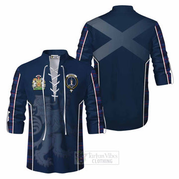 Morgan Tartan Ghillie Kilt Shirt with Family Crest and Lion Rampant Vibes Sport Style Men - Tartan Vibes Clothing