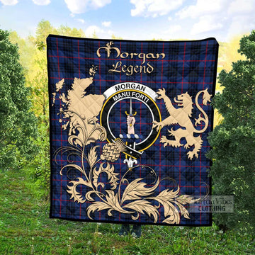 Morgan Tartan Quilt with Family Crest and Scottish Symbol Style Super King Quilt 91" x 110" - Tartan Vibes Clothing
