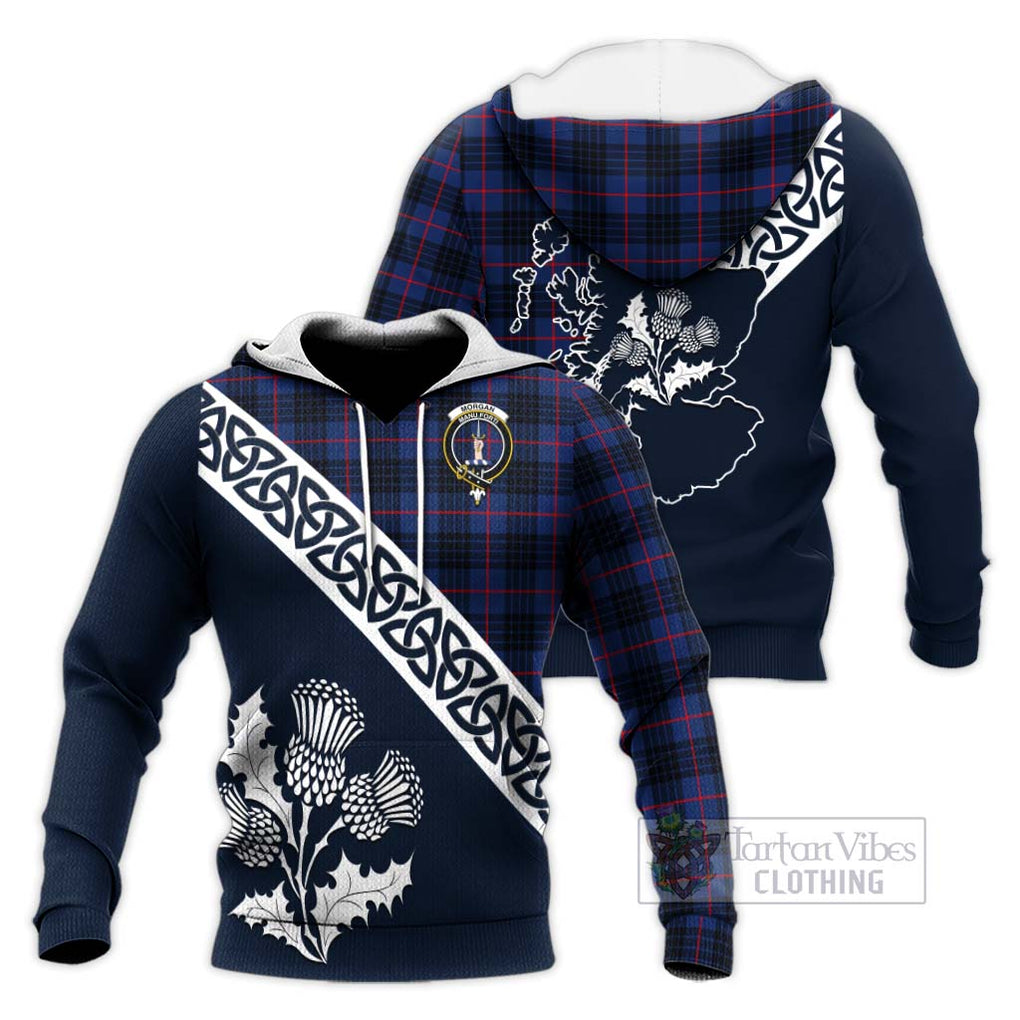 Tartan Vibes Clothing Morgan Tartan Knitted Hoodie Featuring Thistle and Scotland Map