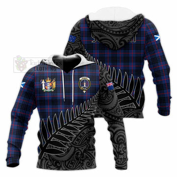 Morgan Crest Tartan Knitted Hoodie with New Zealand Silver Fern Half Style