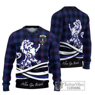 Morgan Tartan Ugly Sweater with Alba Gu Brath Regal Lion Emblem Unisex - Tartan Vibes Clothing