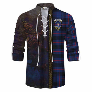 Morgan Tartan Family Crest Ghillie Kilt Shirt Alba Gu Brath Be Brave Lion Ancient Style Men - Tartan Vibes Clothing