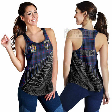 Morgan Crest Tartan Women's Racerback Tanks with New Zealand Silver Fern Half Style 4XL - Tartan Vibes Clothing