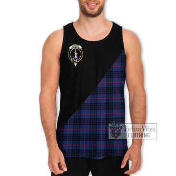 Morgan Tartan Men's Tank Top with Family Crest and Military Logo Style