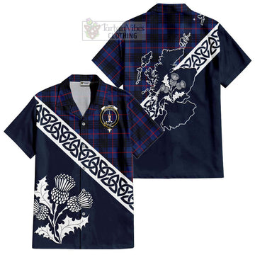 Morgan Tartan Hawaiian Shirt Featuring Thistle and Scotland Map Kid - Tartan Vibes Clothing
