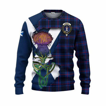 Morgan Tartan Family Crest Knitted Sweater Scottish Thistle Celtic Inspired Unisex - Tartan Vibes Clothing