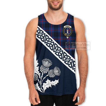 Morgan Tartan Men's Tank Top Featuring Thistle and Scotland Map