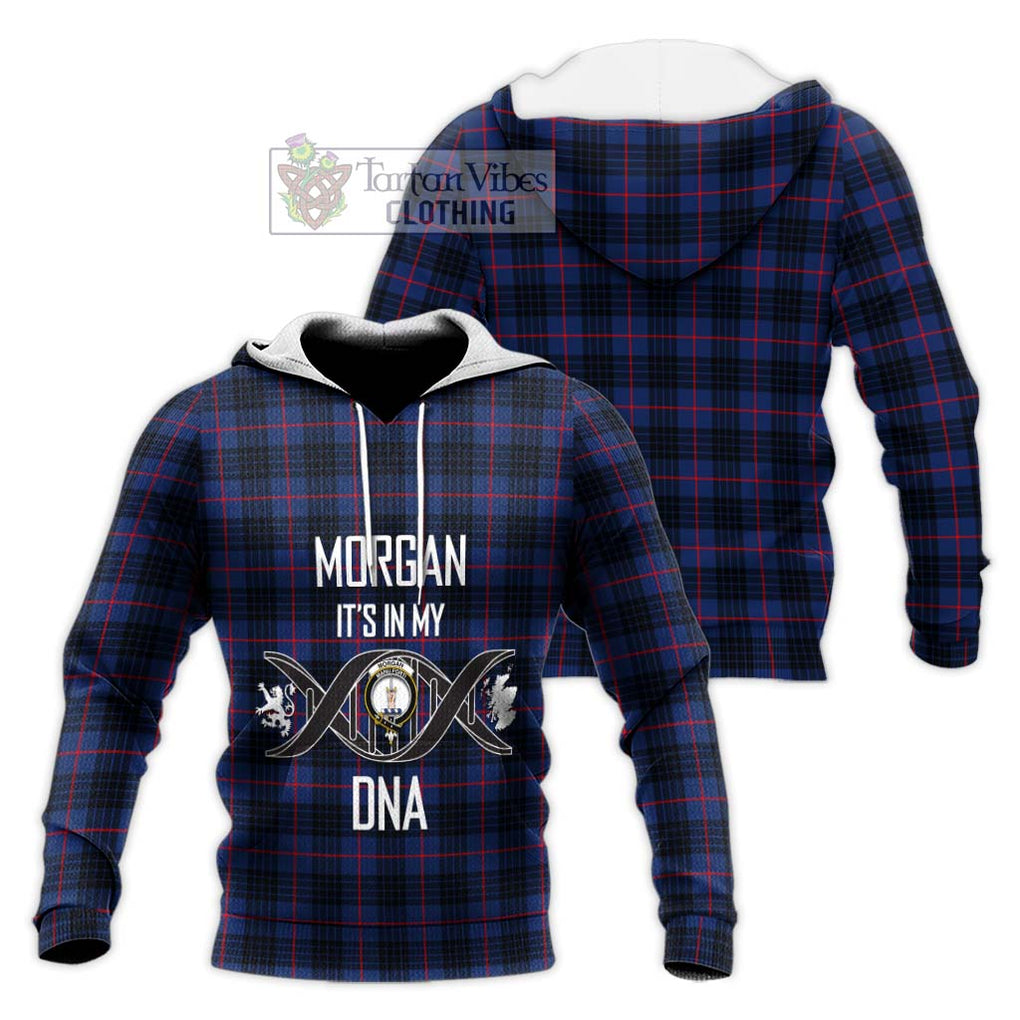 Morgan Tartan Knitted Hoodie with Family Crest DNA In Me Style Unisex Knitted Pullover Hoodie - Tartanvibesclothing Shop