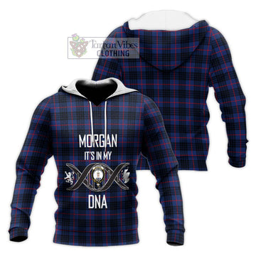 Morgan Tartan Knitted Hoodie with Family Crest DNA In Me Style