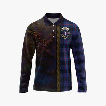 Morgan Tartan Family Crest Long Sleeve Polo Shirt Alba Gu Brath Be Brave Lion Ancient Style Unisex - Tartan Vibes Clothing