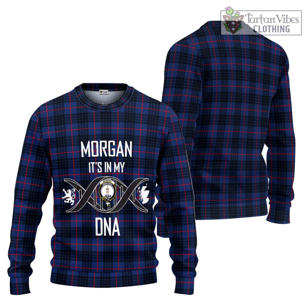 Morgan Tartan Knitted Sweater with Family Crest DNA In Me Style Unisex - Tartanvibesclothing Shop