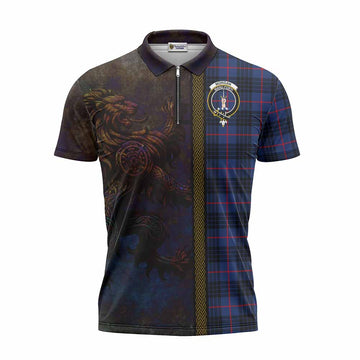 Morgan Tartan Family Crest Zipper Polo Shirt Alba Gu Brath Be Brave Lion Ancient Style Unisex - Tartan Vibes Clothing