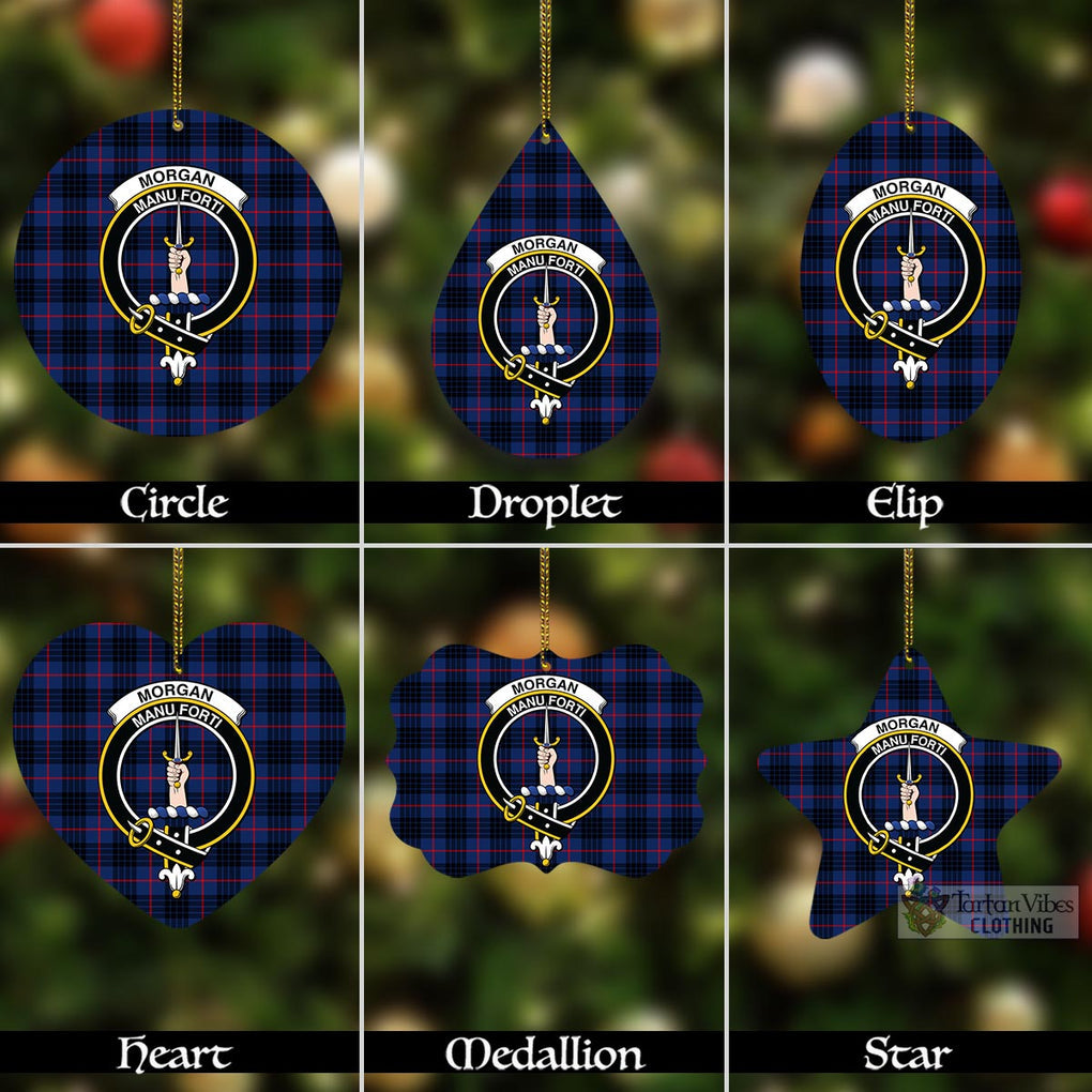 Tartan Vibes Clothing Morgan Tartan Christmas Aluminium Ornament with Family Crest