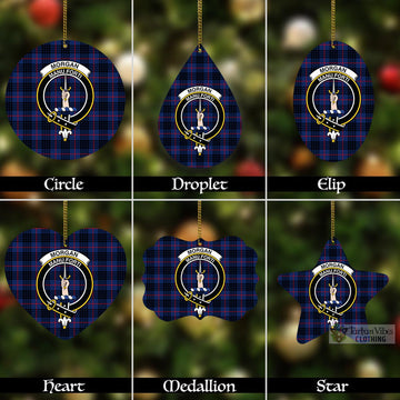 Morgan Tartan Christmas Aluminium Ornament with Family Crest