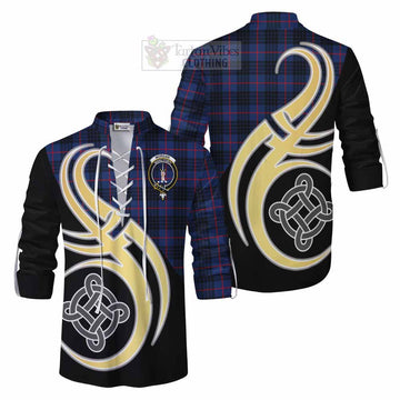 Morgan Tartan Ghillie Kilt Shirt with Family Crest and Celtic Symbol Style Men - Tartan Vibes Clothing