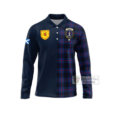 Morgan Tartan Long Sleeve Polo Shirt Alba with Scottish Lion Royal Arm Half Style Unisex - Tartan Vibes Clothing
