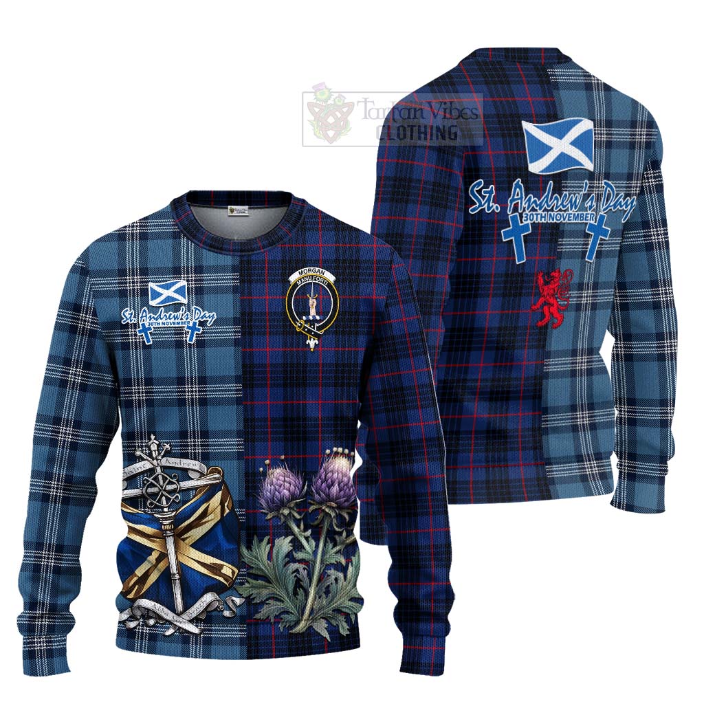 Tartan Vibes Clothing Morgan Tartan Knitted Sweater Happy St. Andrew's Day Half Tartan Style