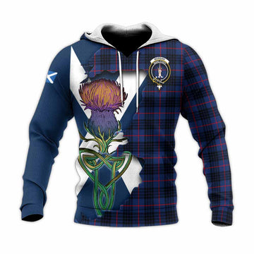 Morgan Tartan Family Crest Knitted Hoodie Scottish Thistle Celtic Inspired Unisex Knitted Pullover Hoodie - Tartan Vibes Clothing