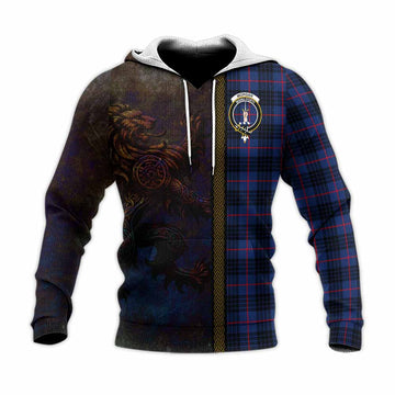 Morgan Tartan Family Crest Knitted Hoodie Alba Gu Brath Be Brave Lion Ancient Style Unisex Knitted Pullover Hoodie - Tartan Vibes Clothing