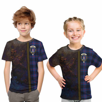 Morgan Tartan Family Crest Kid T-Shirt Alba Gu Brath Be Brave Lion Ancient Style Youth XL Size14 - Tartan Vibes Clothing