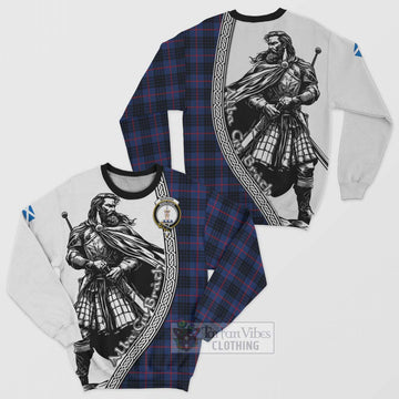 Morgan Tartan Clan Crest Sweatshirt with Highlander Warrior Celtic Style Unisex - Tartan Vibes Clothing