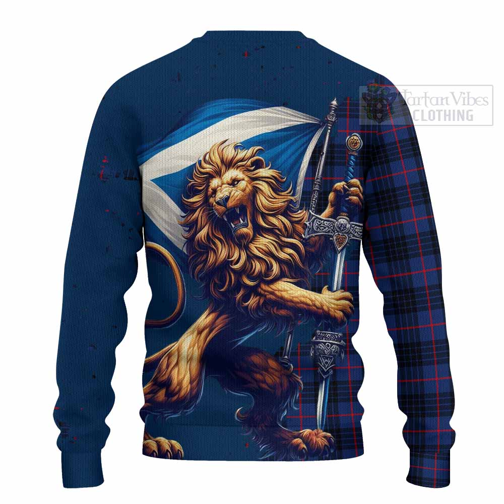 Tartan Vibes Clothing Morgan Tartan Family Crest Knitted Sweater with Scottish Majestic Lion