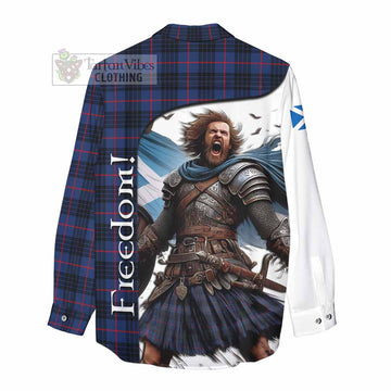 Morgan Crest Tartan Women's Casual Shirt Inspired by the Freedom of Scottish Warrior - Tartan Vibes Clothing