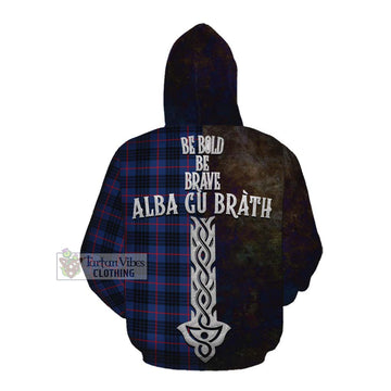 Morgan Tartan Family Crest Cotton Hoodie Alba Gu Brath Be Brave Lion Ancient Style Pullover Hoodie - Tartan Vibes Clothing