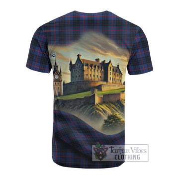 Morgan Tartan Family Crest Cotton T-shirt with Scottish Ancient Castle Style - Tartan Vibes Clothing
