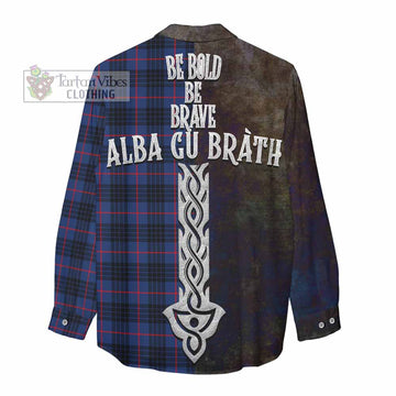 Morgan Tartan Family Crest Women's Casual Shirt Alba Gu Brath Be Brave Lion Ancient Style - Tartan Vibes Clothing