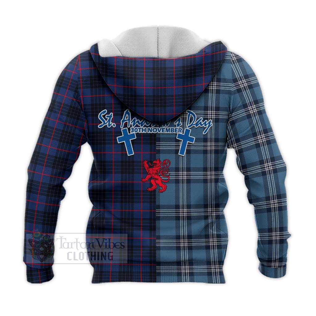 Tartan Vibes Clothing Morgan Tartan Knitted Hoodie Happy St. Andrew's Day Half Tartan Style