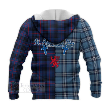 Morgan Tartan Knitted Hoodie Happy St. Andrew's Day Half Tartan Style