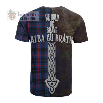 Morgan Tartan Family Crest Cotton T-shirt Alba Gu Brath Be Brave Lion Ancient Style - Tartan Vibes Clothing