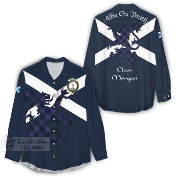 Morgan Tartan Lion Rampant Women's Casual Shirt Proudly Display Your Heritage with Alba Gu Brath and Clan Name - Tartan Vibes Clothing